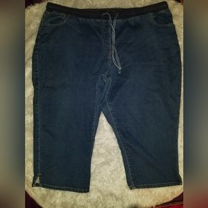 Woman Within Denim Tie Waist Capris  Plus Size  Size 32W